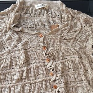 Natural Life Beige Knit Sweater with Button Accents
